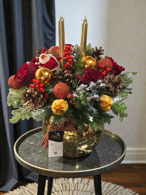 Golden Candle Luxe – Altın Işığında Yeni Yıl Aranjmanı