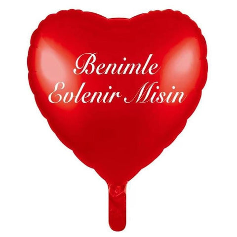 45 CM KALP BENİMLE EVLENİRMİSİN KIRMIZI RENK FOLYO BALON