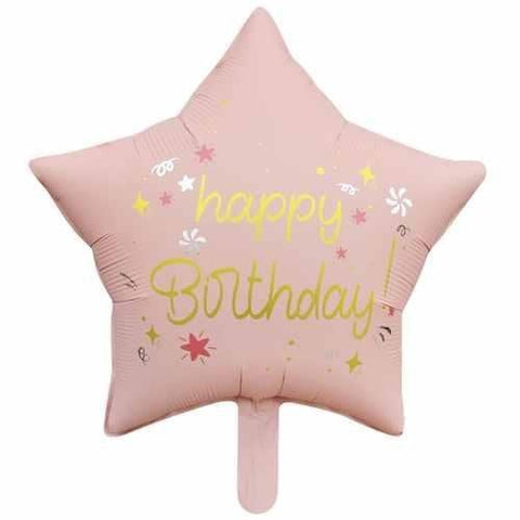 45 CMYILDIZ HAPPY BİRTHDAY PEMBE FOLYO BALON