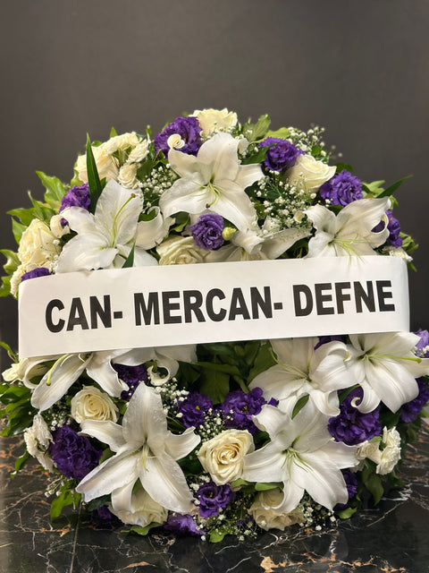 Cenaze için Bembeyaz Simit Çelenk