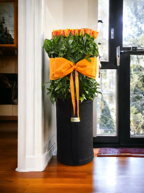 50 Dutch Orange Roses in a Giant Box