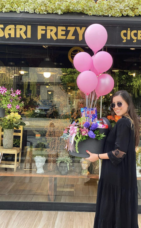 Chocolate Flower Box with Balloons