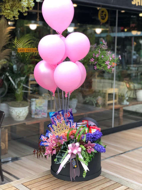 Chocolate Flower Box with Balloons